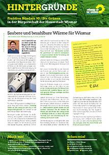 Titelblatt der Fraktionszeitung HinterGRUENde der Bündnisgrünen in der Bürgerschaft der Hansestadt Wismar
